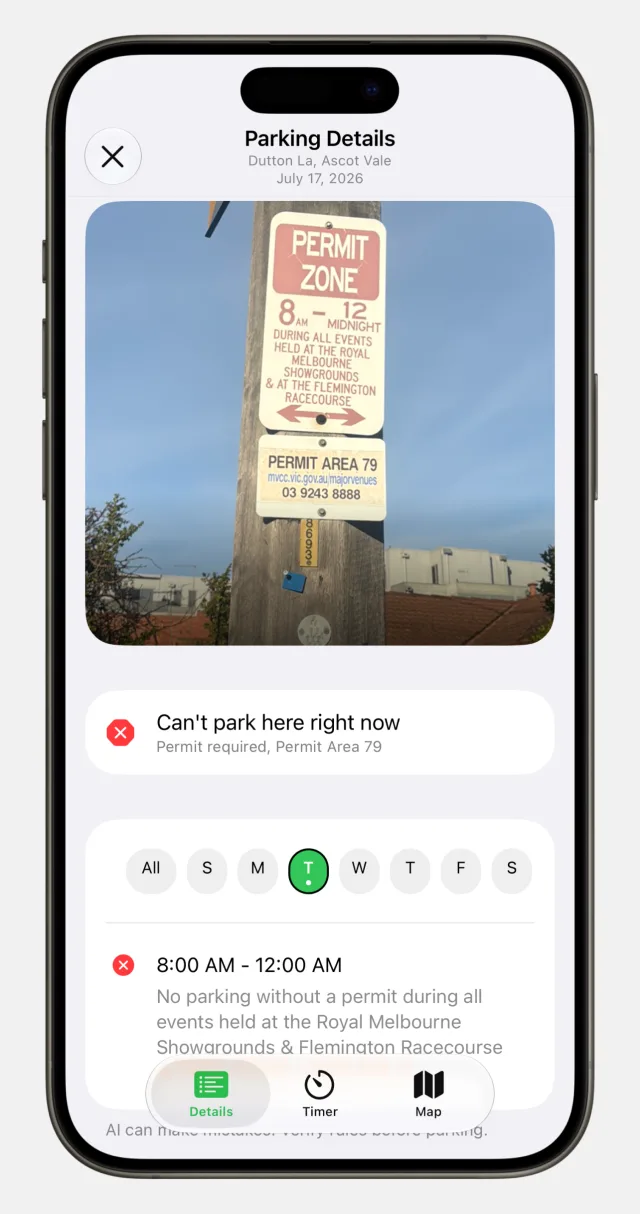 Park Here muestra las reglas interpretadas